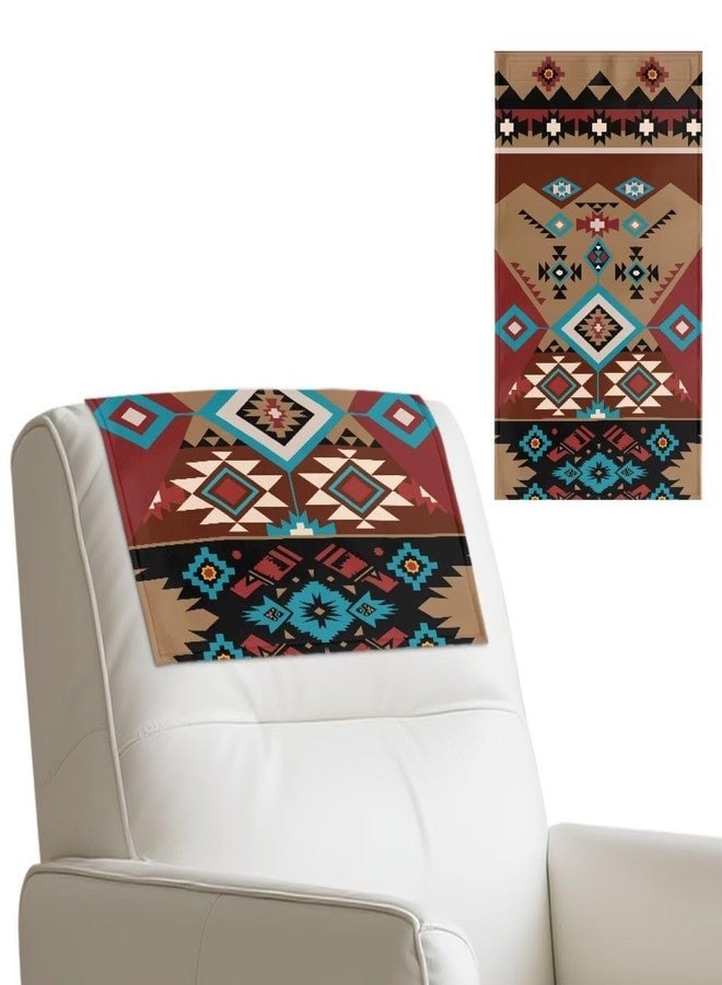 غطاء مسند رأس أريكة استرخاء من الجلد الصناعي بنمط أزتيك غربي من غونكاريار، مقاوم لخدوش الحيوانات الأليفة، عبوة من قطعتين - Image 1